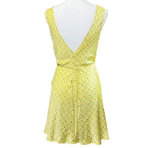 Frankies Bikinis Pink Floral Mini Dress Yellow Cottagecore S - Picture 2 of 9